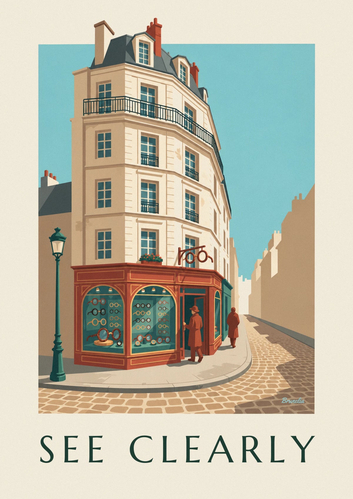 Affiche vitrine de lunettes d'un ancien cabinet d'ophtalmologie