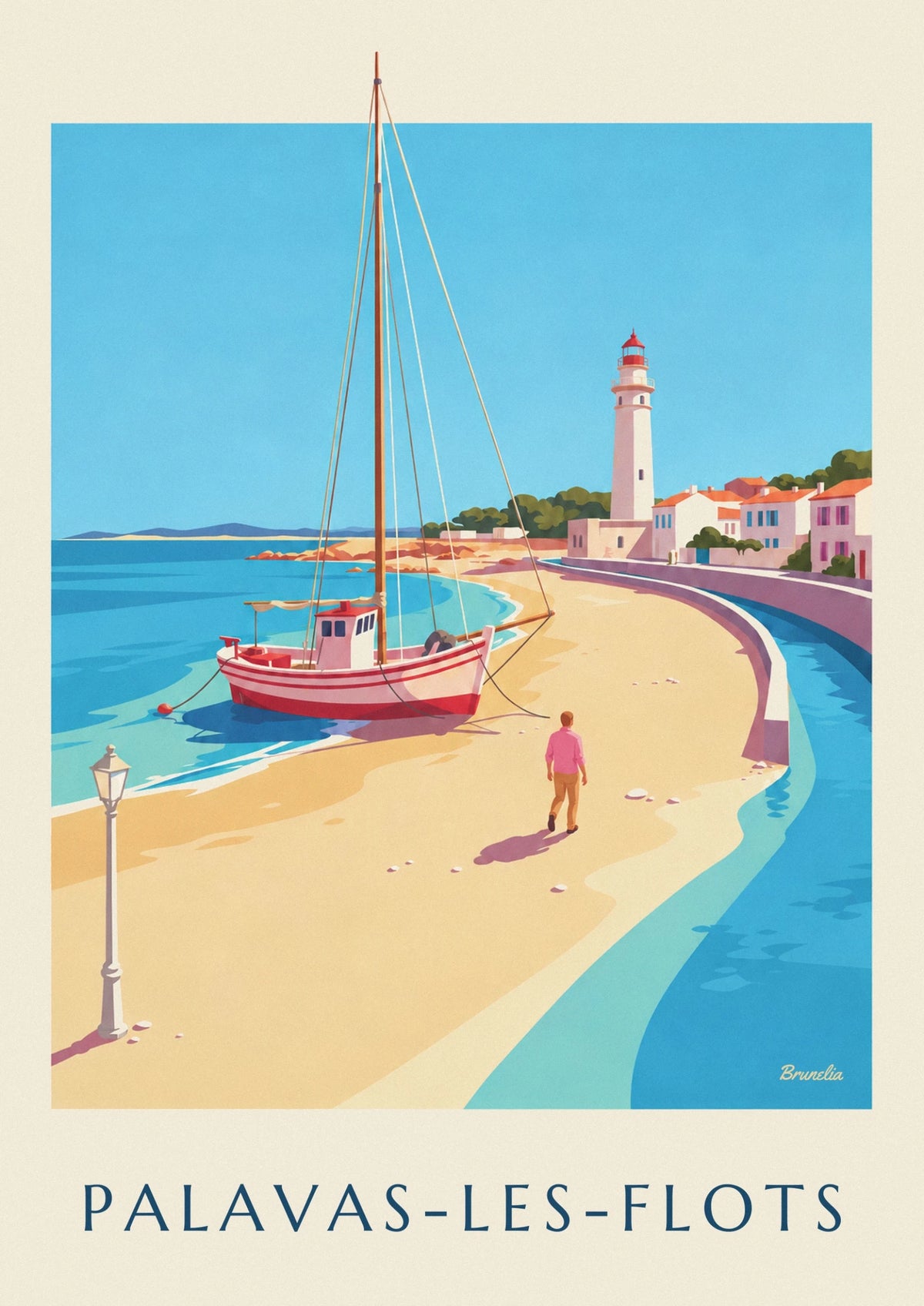 Affiche Palavas-les-Flots bateau sur la plage