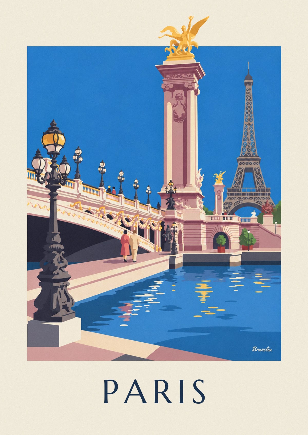 Affiche pont Alexandre-III sur la Seine et tour Eiffel