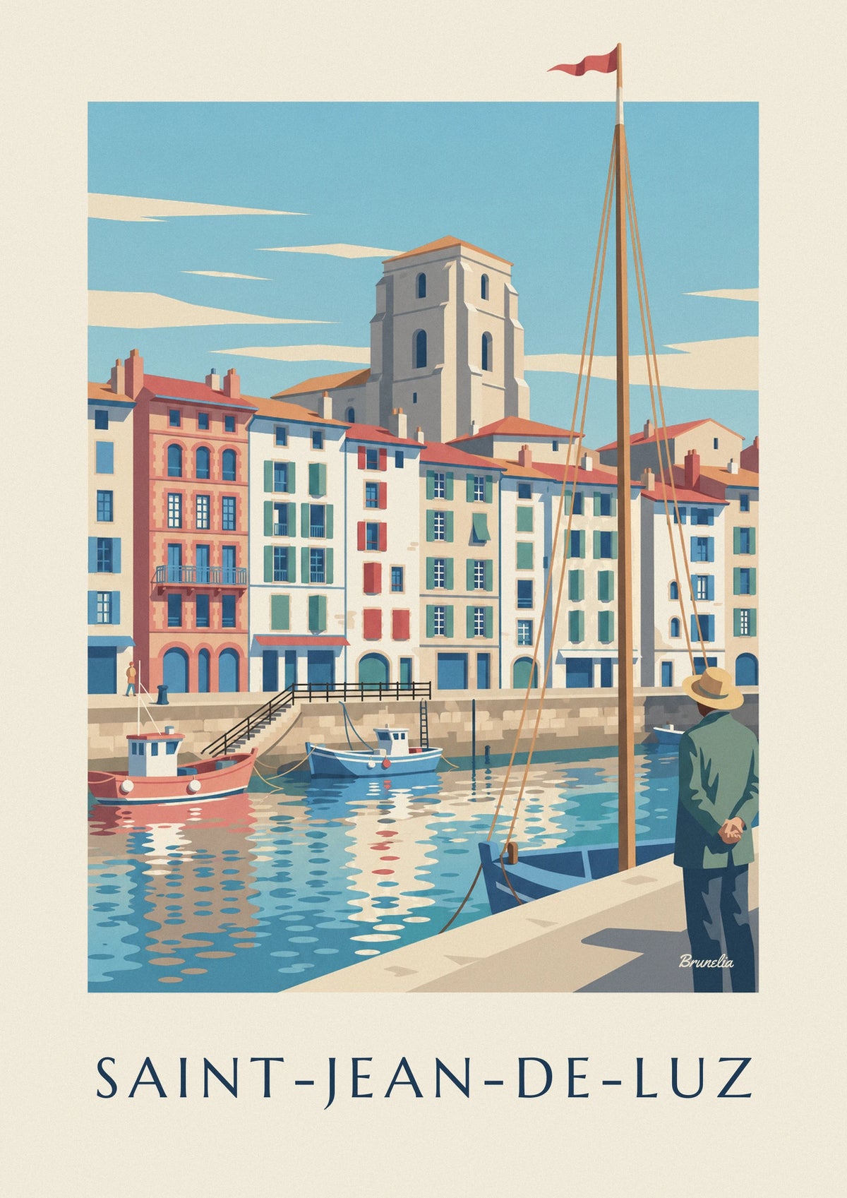 Affiche quais et maisons du port de Saint-Jean-de-Luz