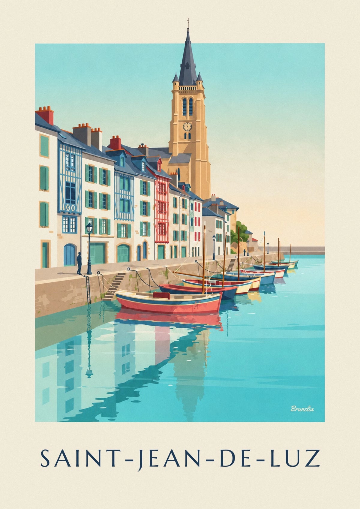 Affiche quais et maisons du port de Saint-Jean-de-Luz