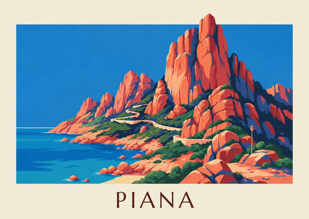 Affiche calanques de Piana en Corse au-dessus du golfe de Porto