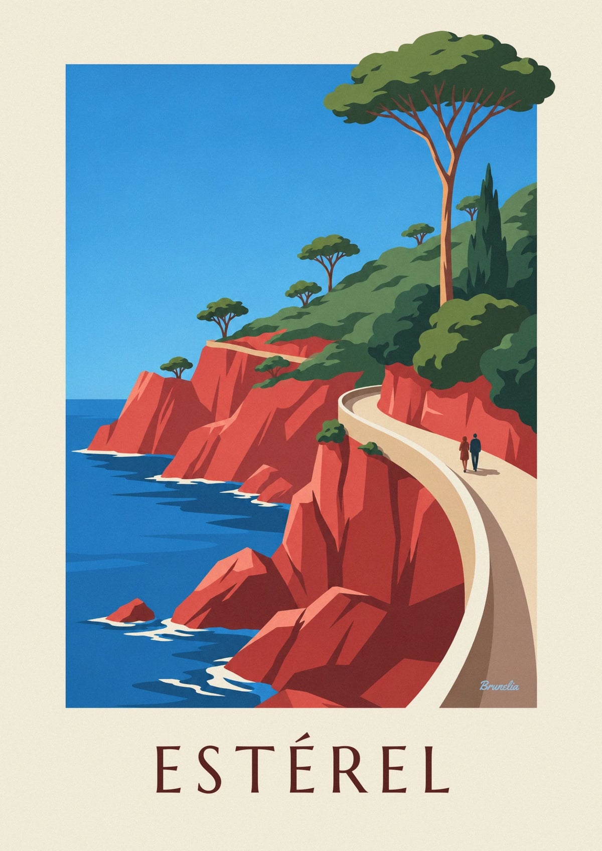 Affiche corniche de l'Estérel et ses roches rouges