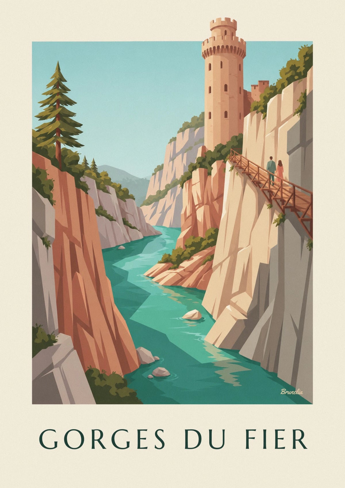 Affiche passerelle des gorges du Fier et château de Montrottier
