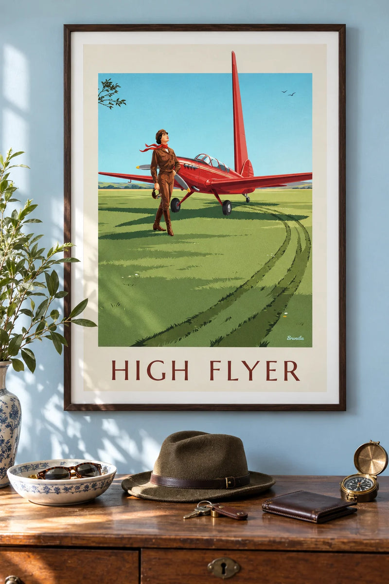 Affiche femme vintage accrochée dans un intérieur