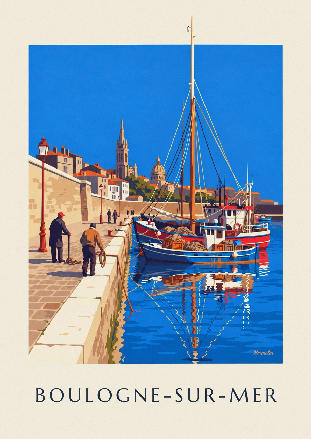 Affiche chalutiers dans le port de Boulogne-sur-Mer