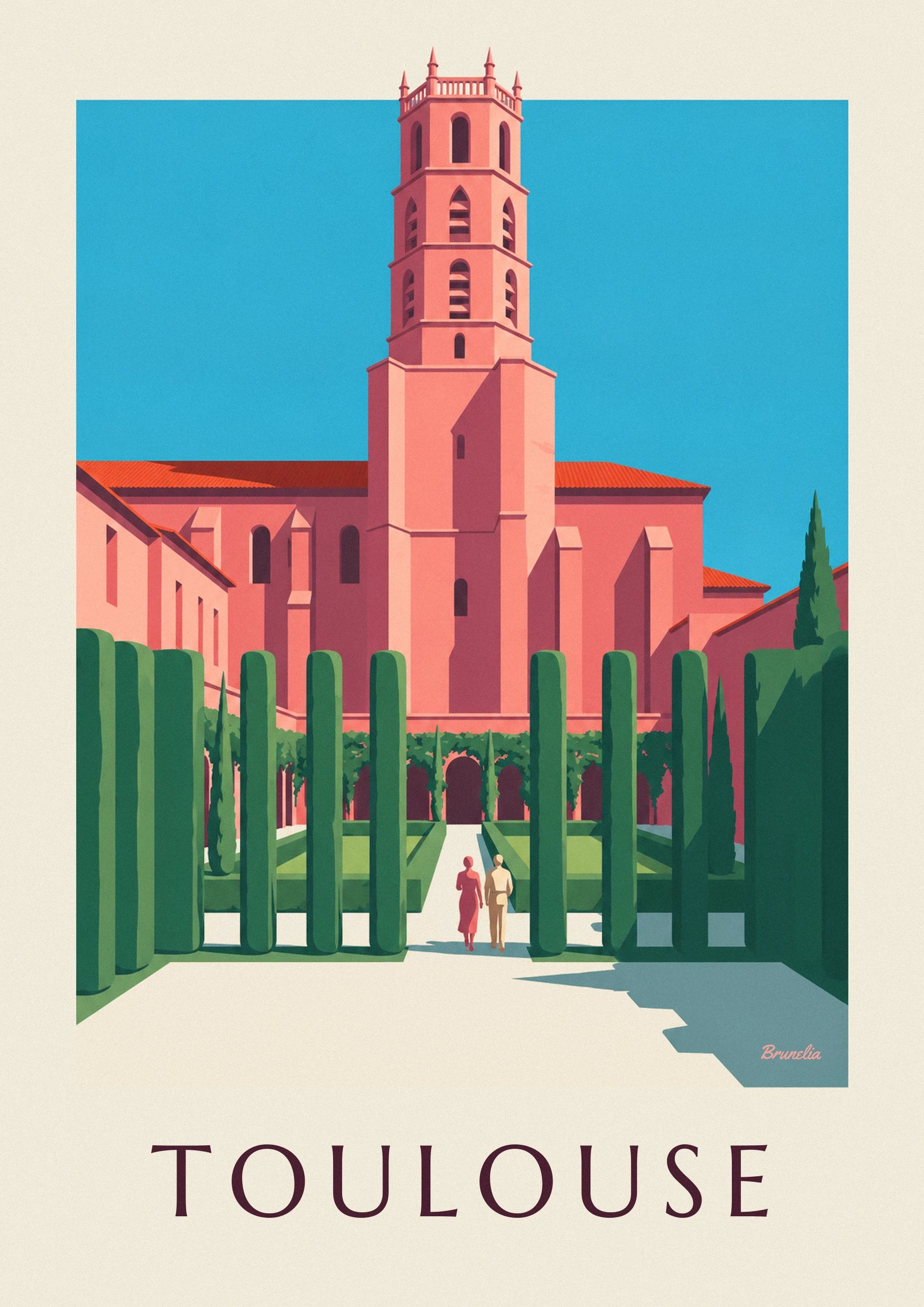 Affiche couvent des Jacobins et son cloître à Toulouse : détail en gros plan