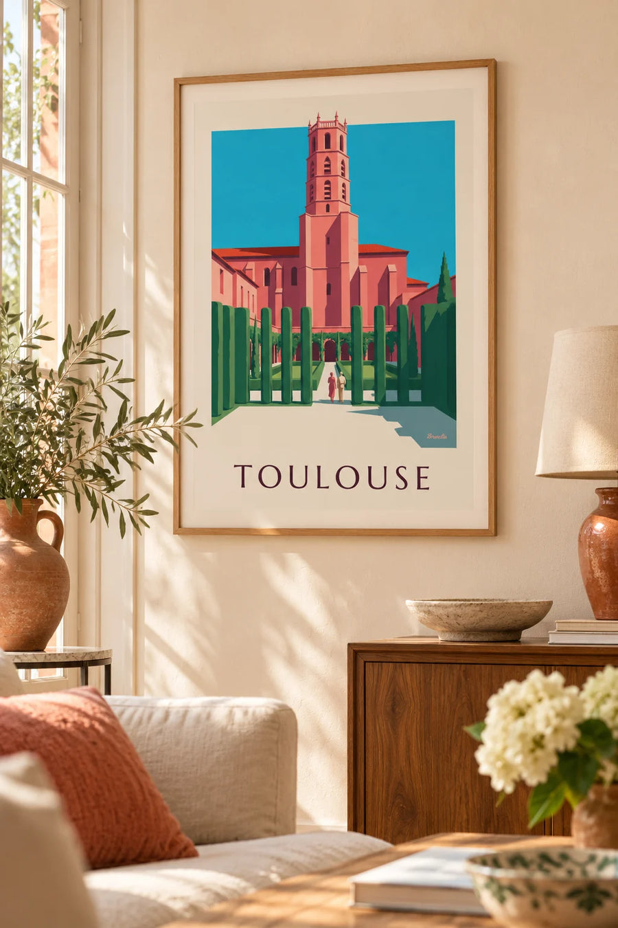 Affiche couvent des Jacobins et son cloître à Toulouse : encadrée au mur