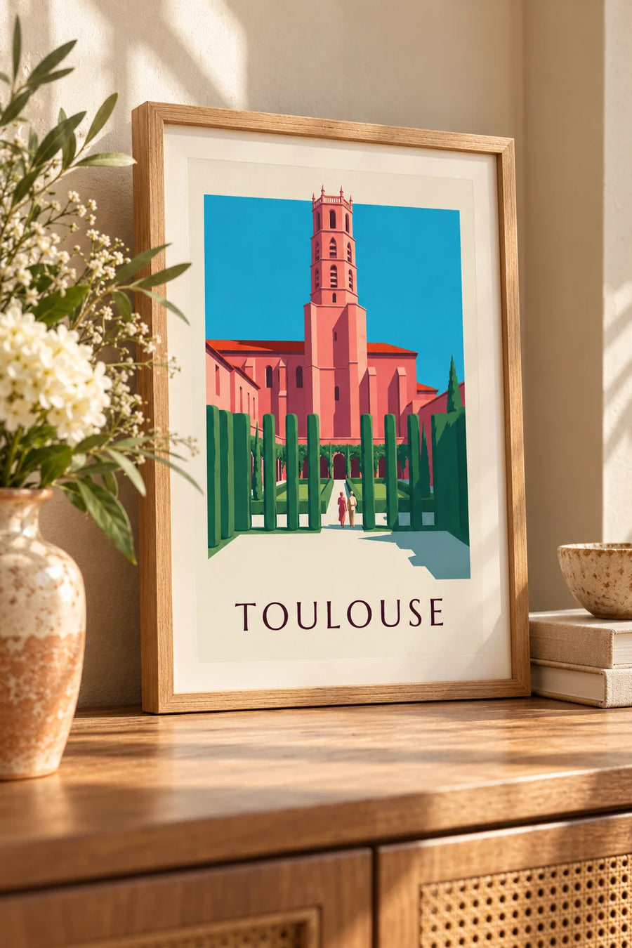 Affiche couvent des Jacobins et son cloître à Toulouse : petit format A4 encadré