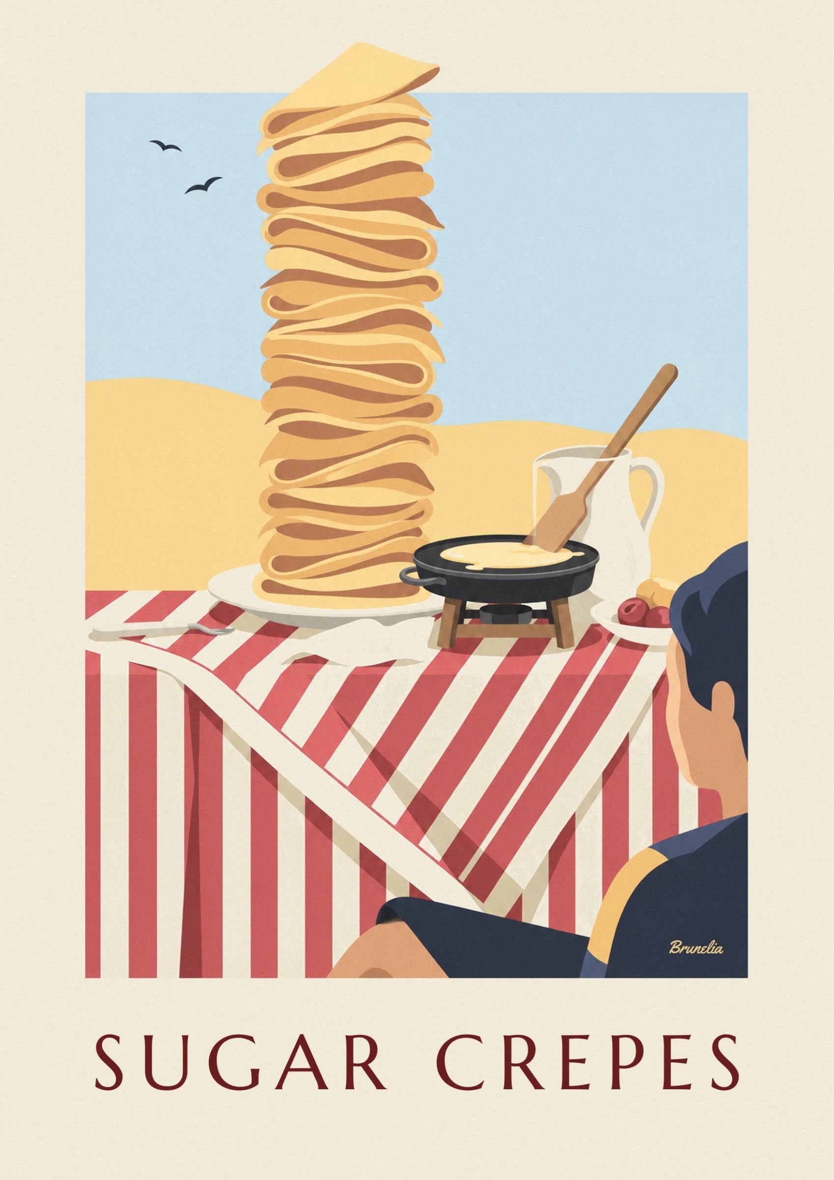 Une haute pile de crêpes pliées aux reflets dorés et aux creux bruns