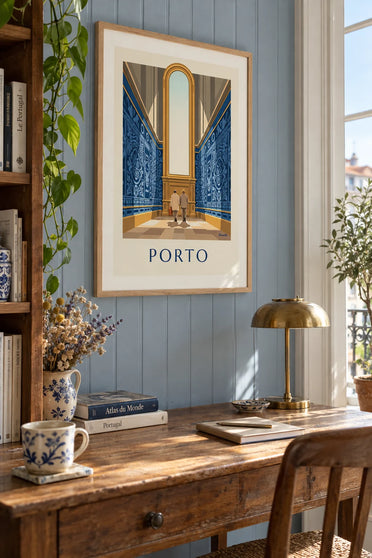 Affiche azulejos de la gare São Bento à Porto : encadrée au mur