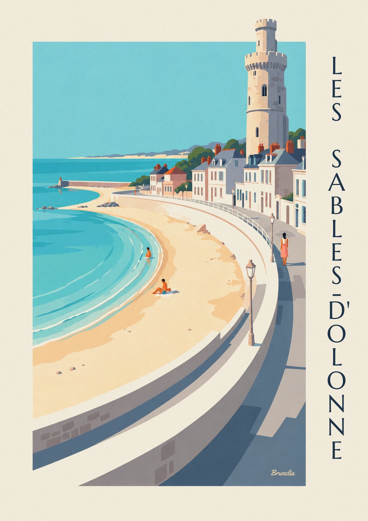 Affiche remblai et grande plage des Sables-d'Olonne