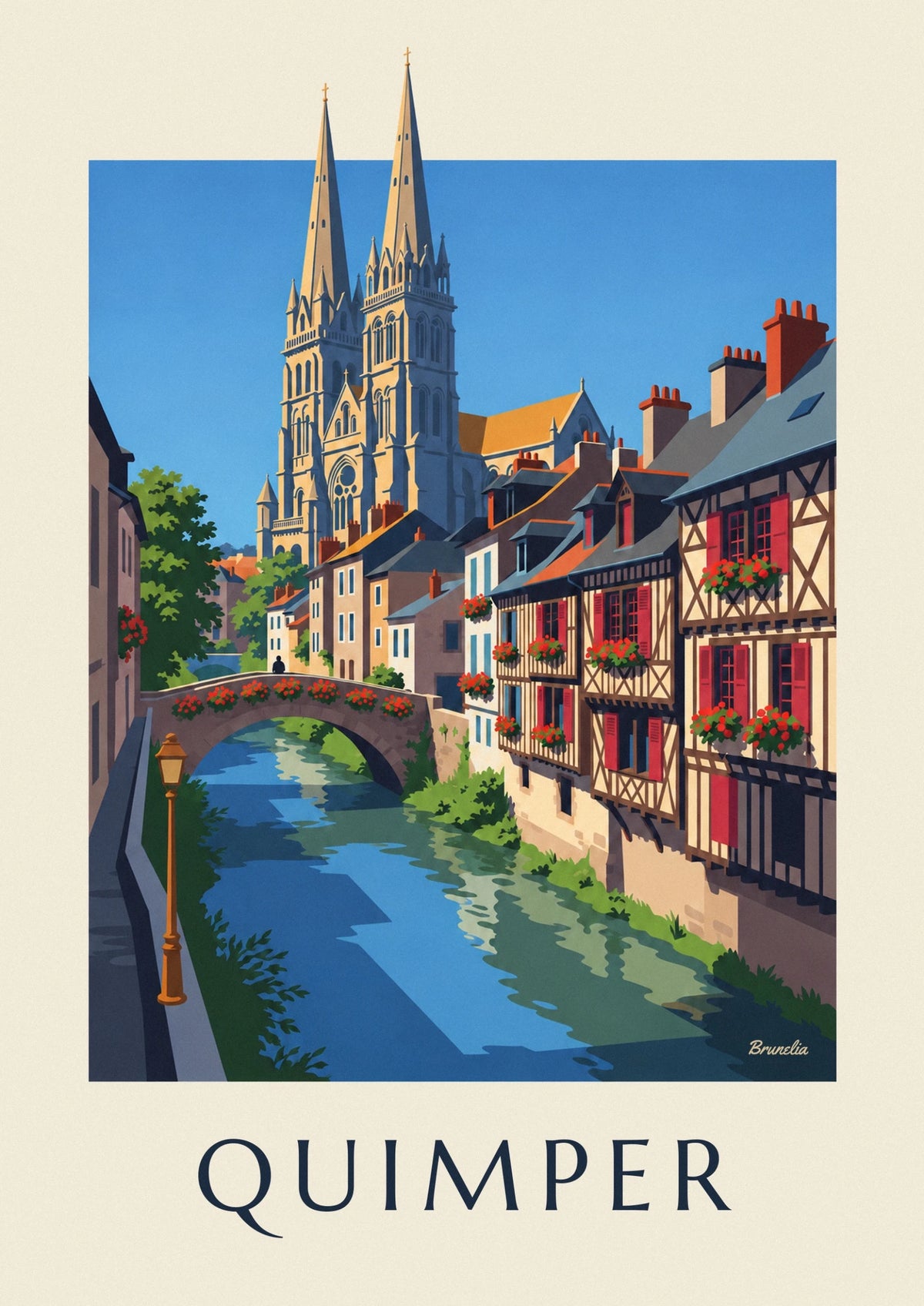 Affiche cathédrale Saint-Corentin de Quimper et l'Odet