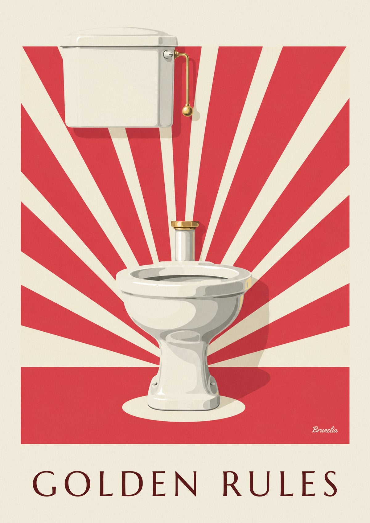 Affiche toilettes blanches sous les projecteurs, règles d'or