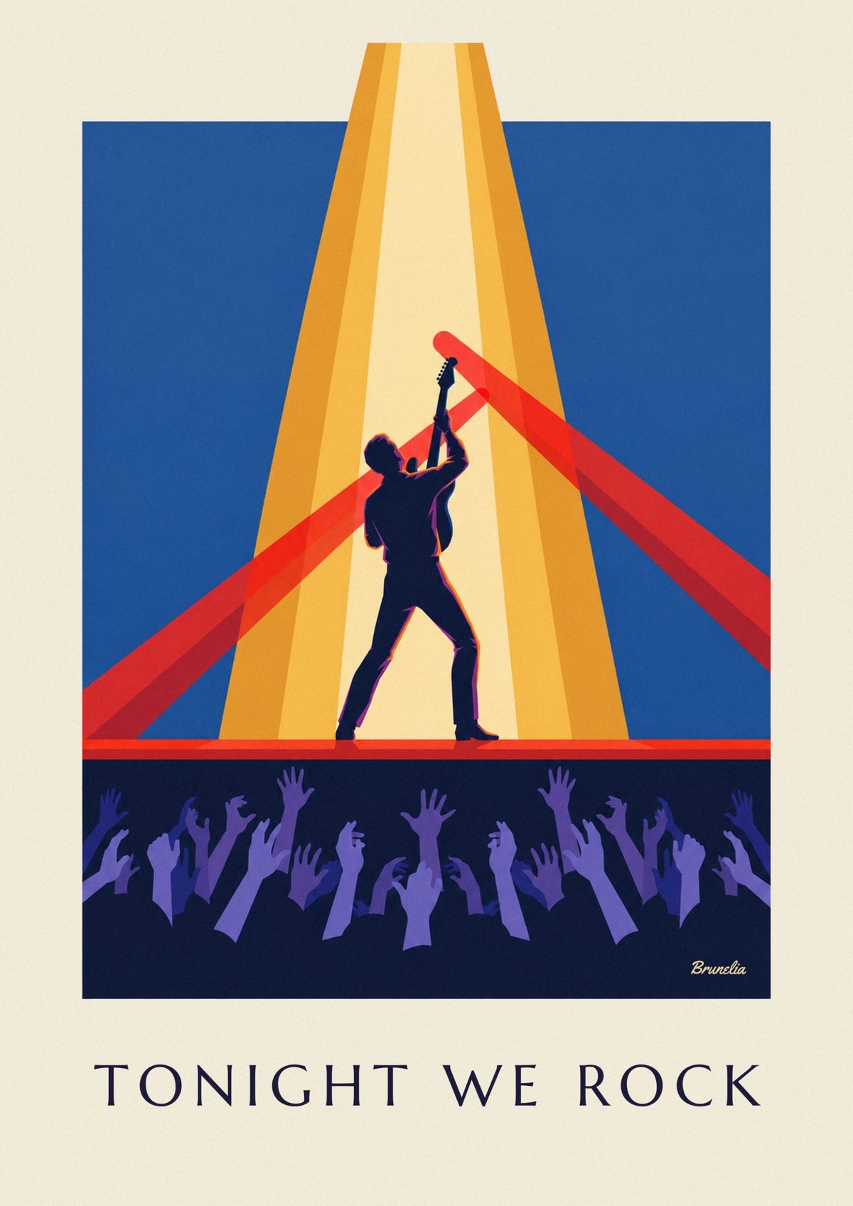 Affiche guitariste en concert de rock la nuit