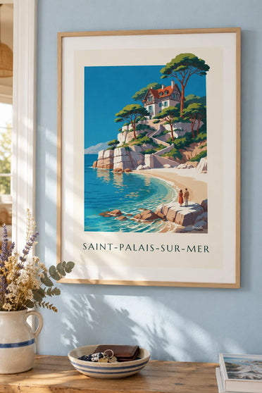 Affiche villa en bord de côte à Saint-Palais-sur-Mer : encadrée au mur
