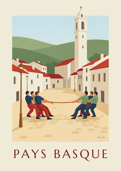 Affiche tir à la corde sur une place du Pays basque : l'affiche entière