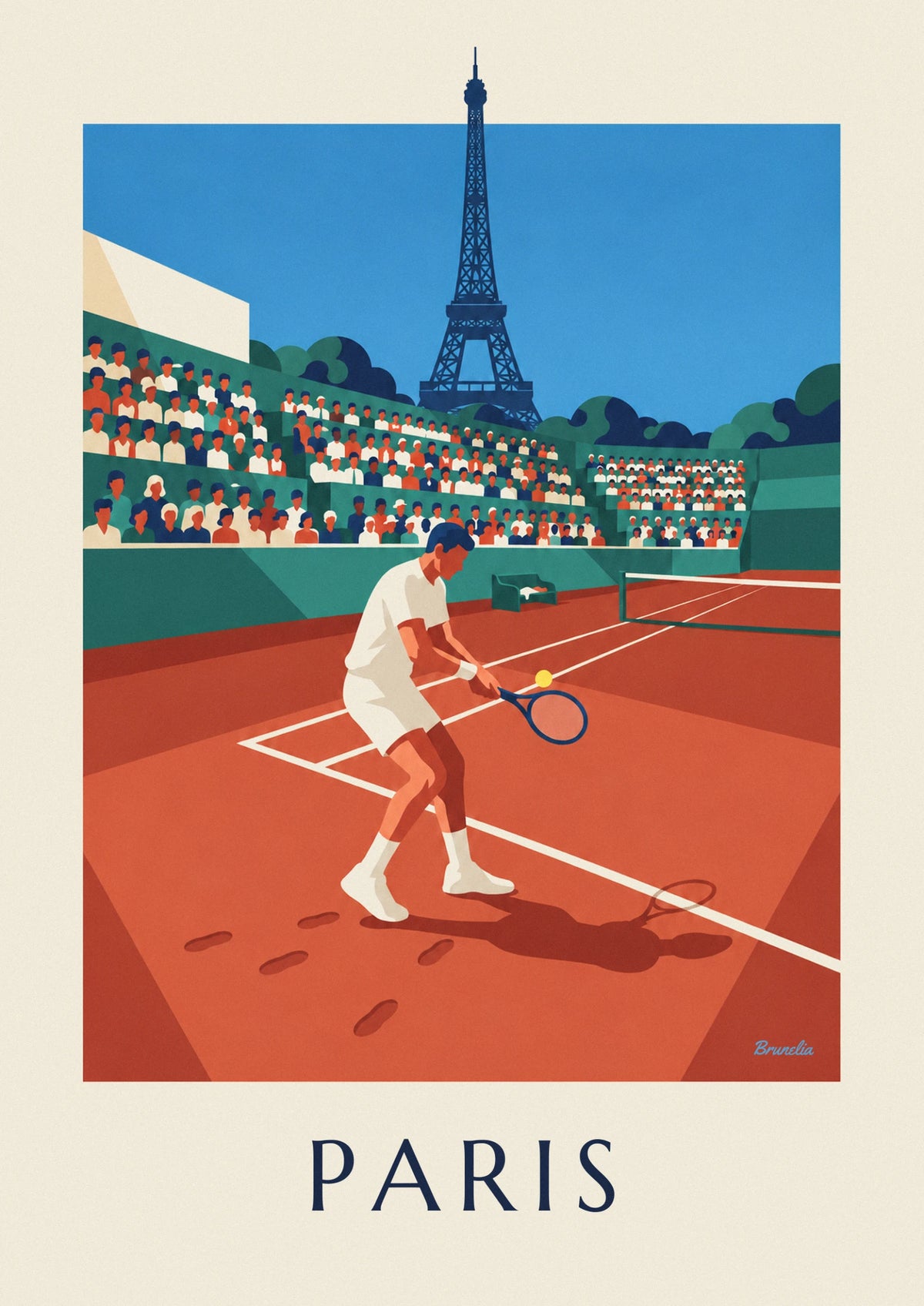 Affiche joueur de tennis sur terre battue à Paris