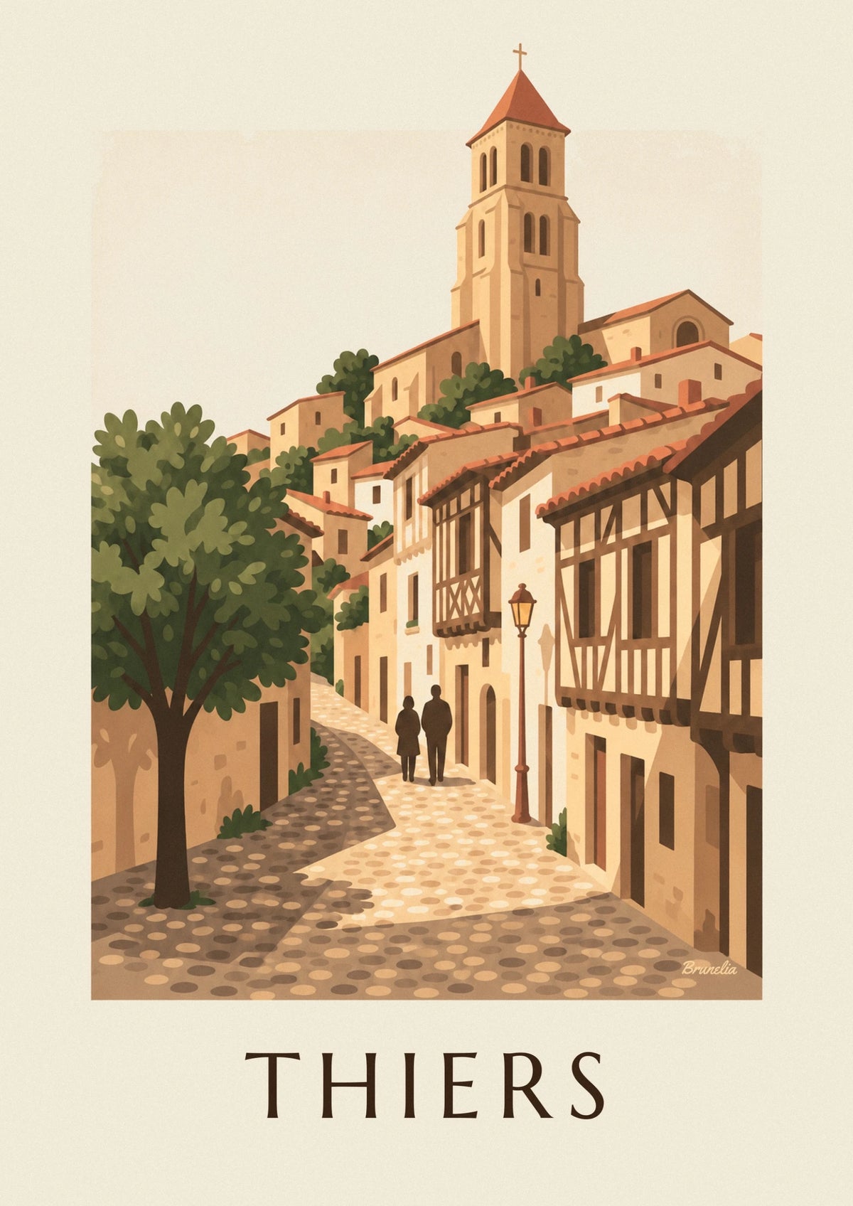 Affiche maisons à colombages du vieux Thiers en Auvergne