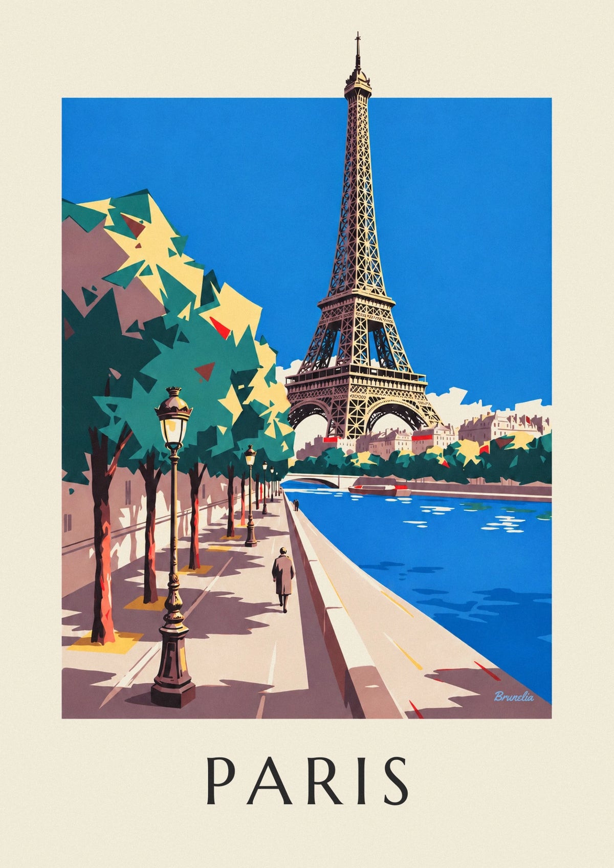 Affiche tour Eiffel et lampadaire parisien