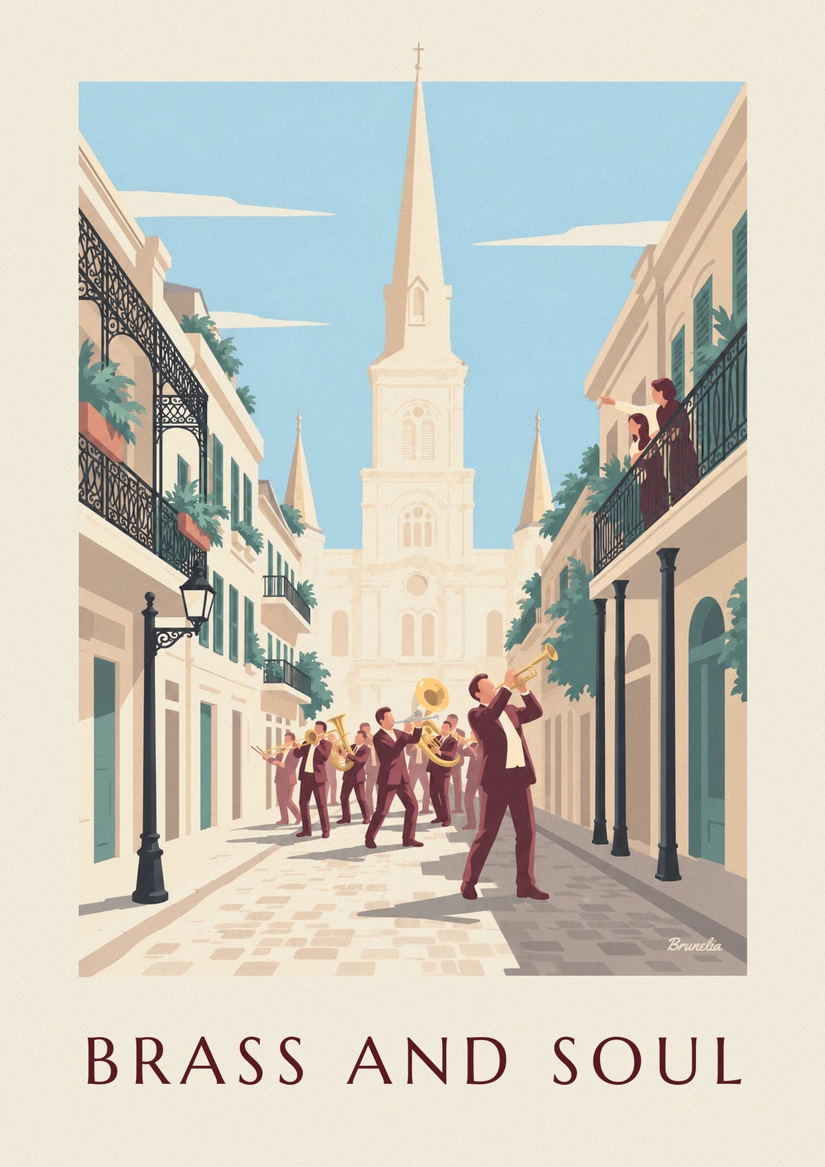 Affiche fanfare de jazz dans le Quartier français de La Nouvelle-Orléans