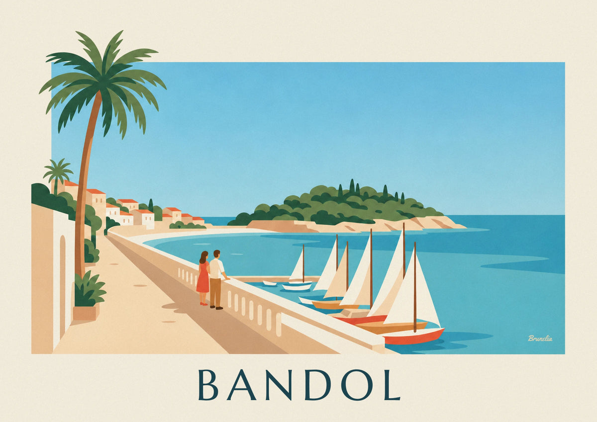 Affiche île de Bendor face au port de Bandol