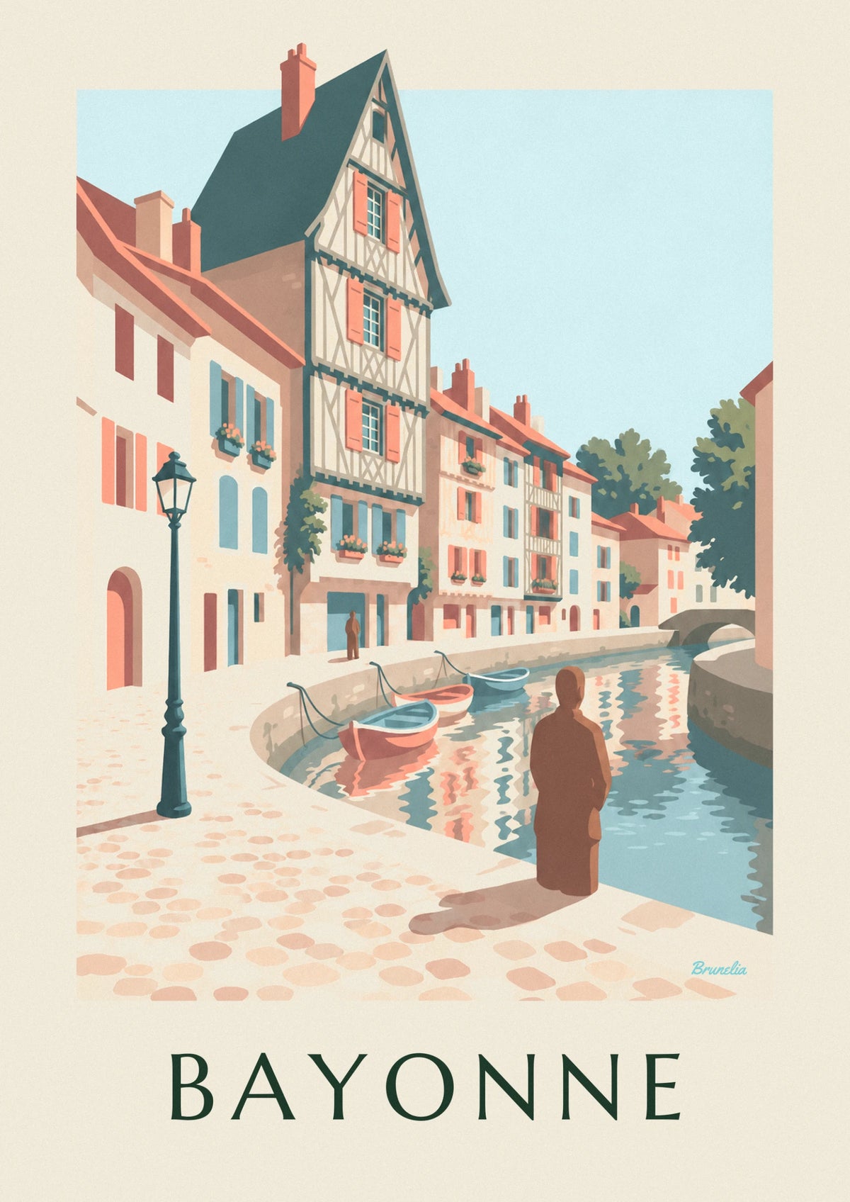 Affiche quais colorés du Petit Bayonne au bord de la Nive