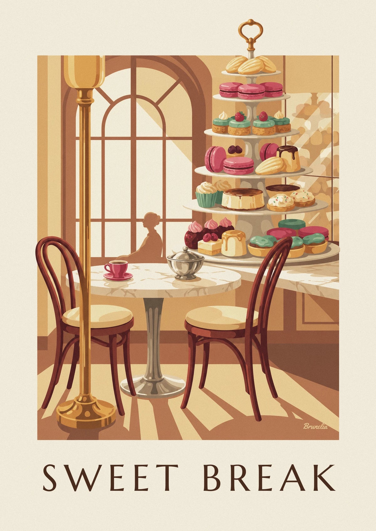 Affiche café gourmand et mignardises dans un salon de thé parisien