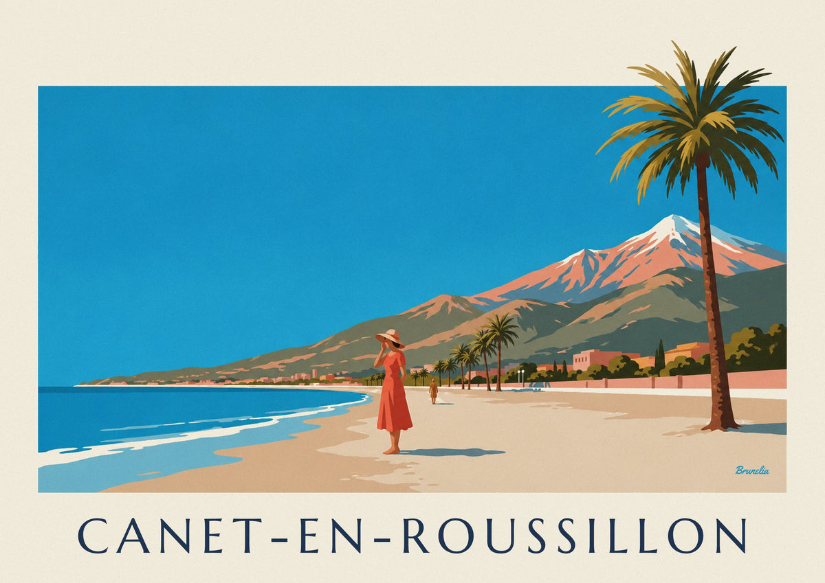 Affiche femme au bord de la mer à Canet-en-Roussillon