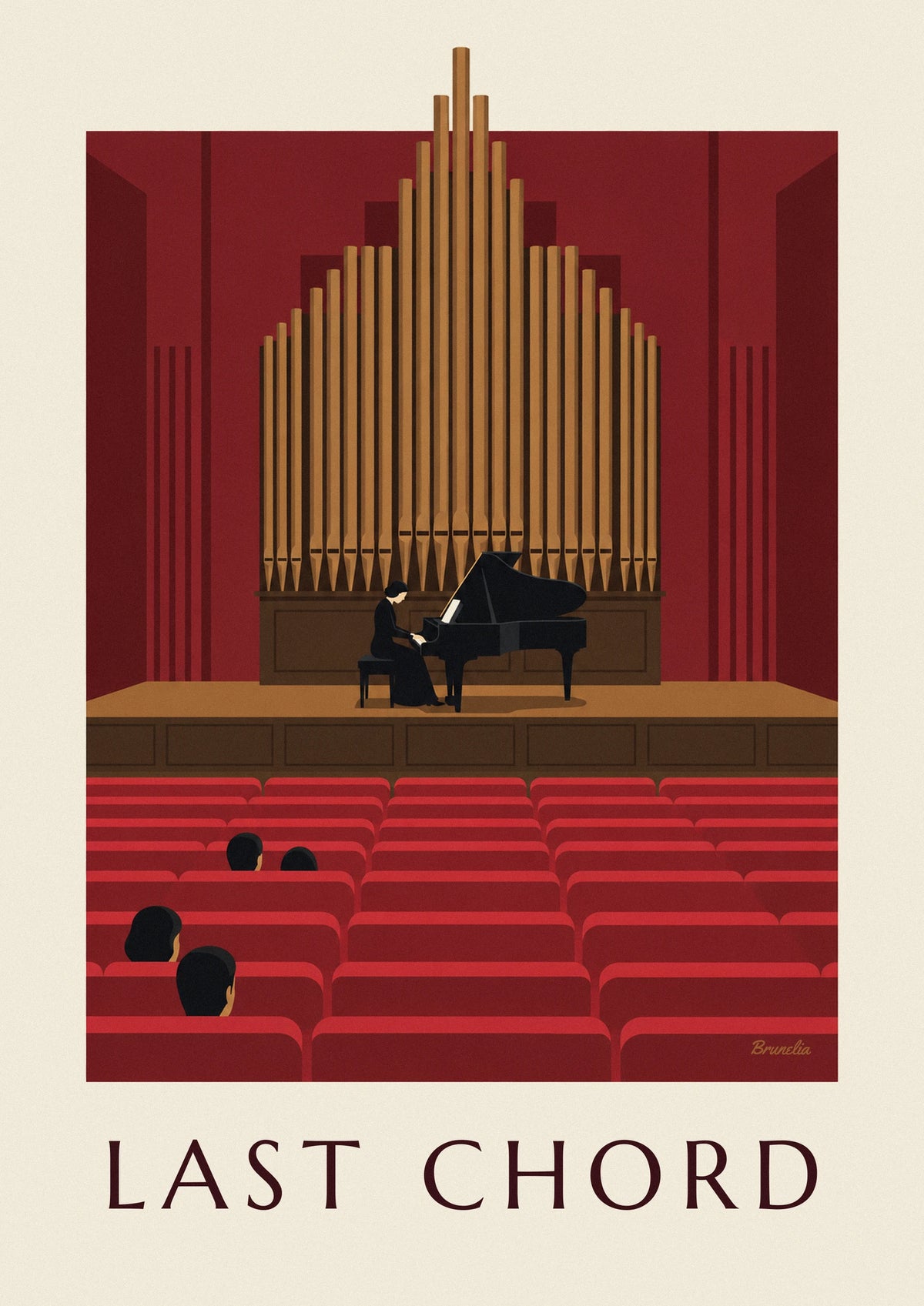 Affiche pianiste et piano à queue dans une salle de concert