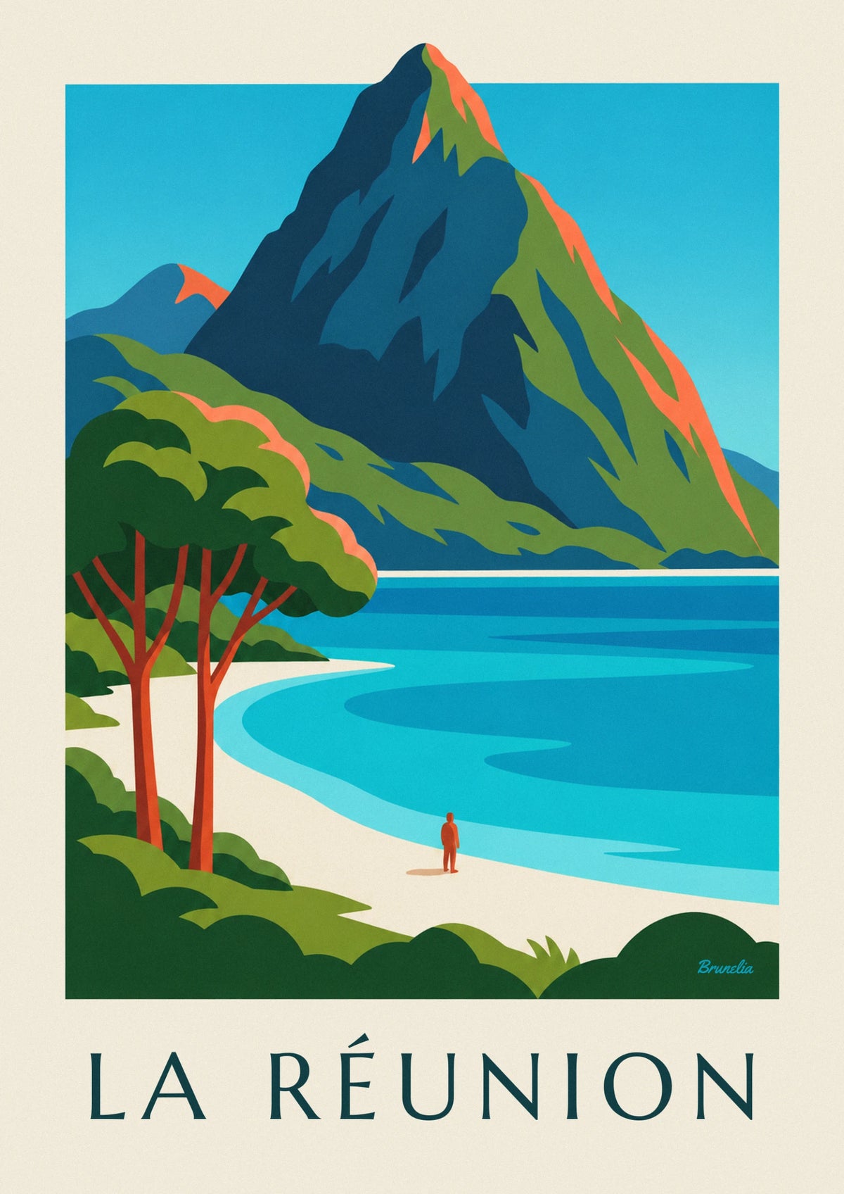 Affiche lagon et Piton des Neiges à La Réunion