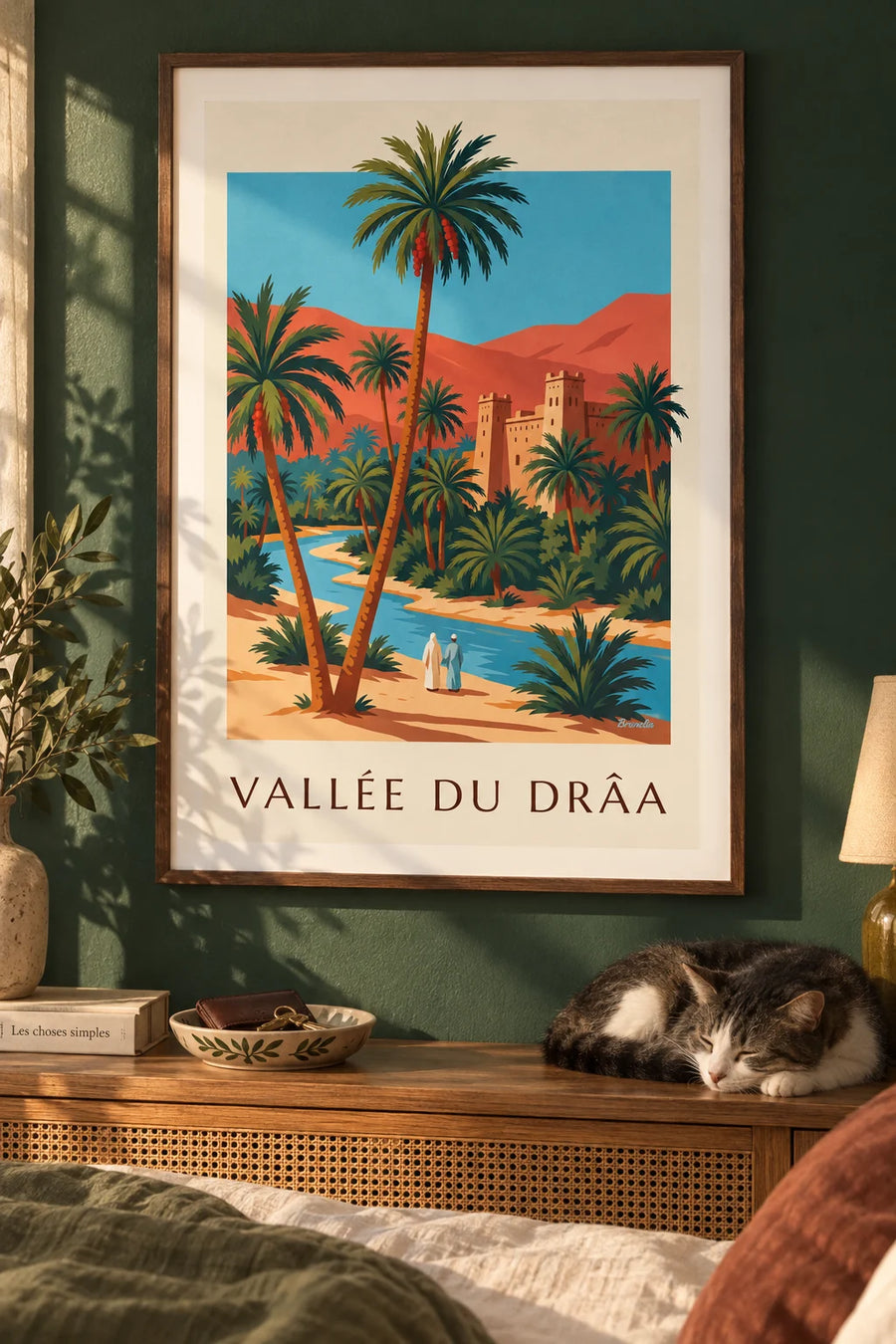 Affiche palmeraie de la vallée du Drâa et kasbah au Maroc : encadrée au mur