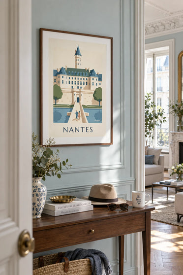 Affiche château des ducs de Bretagne à Nantes : encadrée au mur