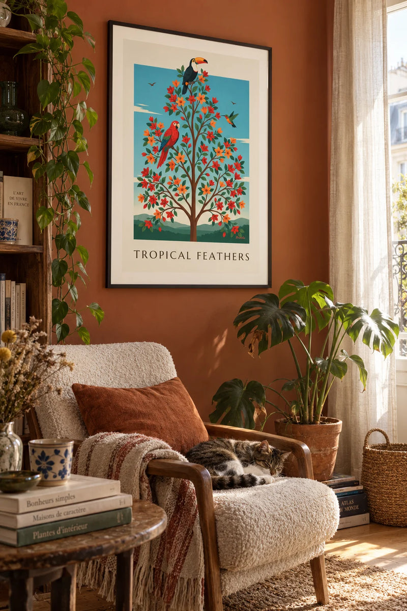 Affiche anciennes accrochée dans un intérieur