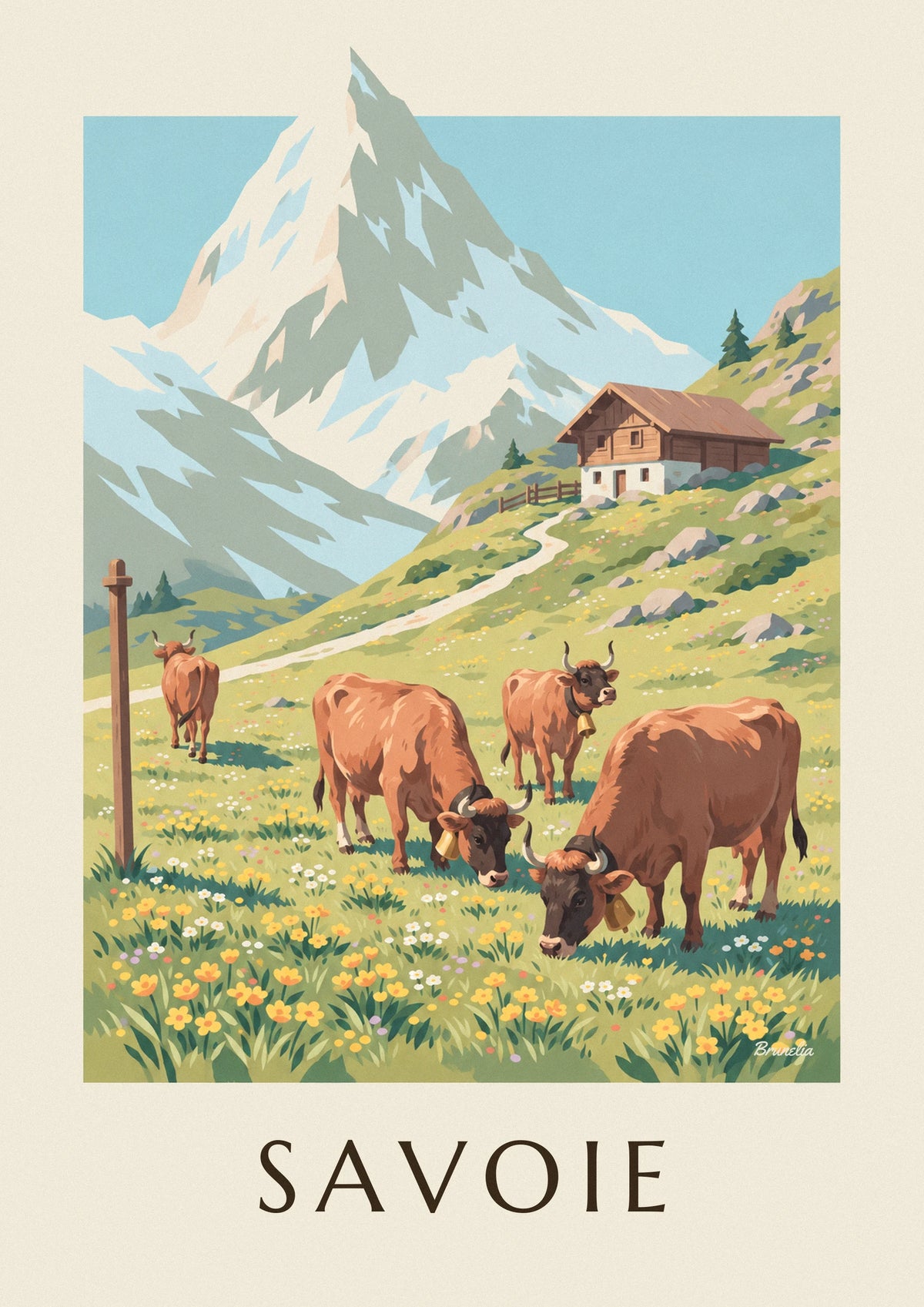 Affiche vaches tarines dans les alpages de Savoie