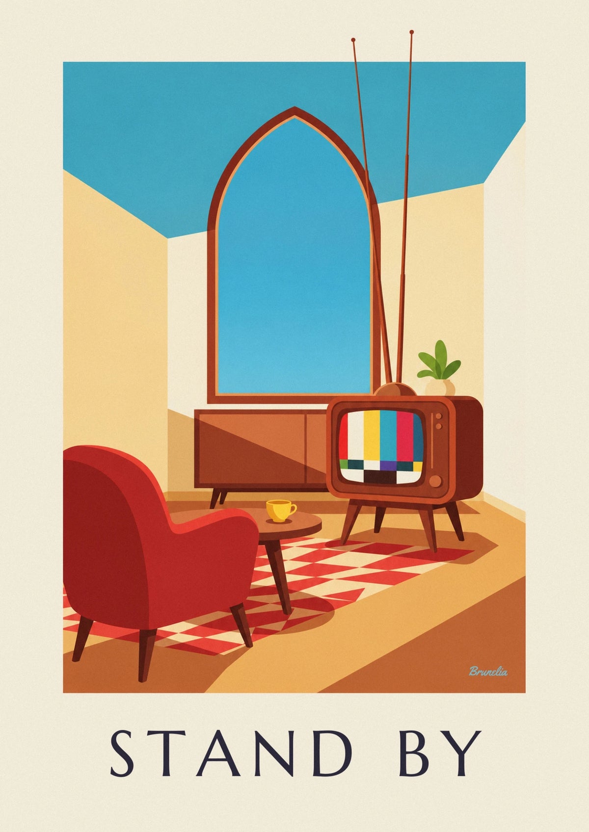 Affiche téléviseur et mire de barres de couleur