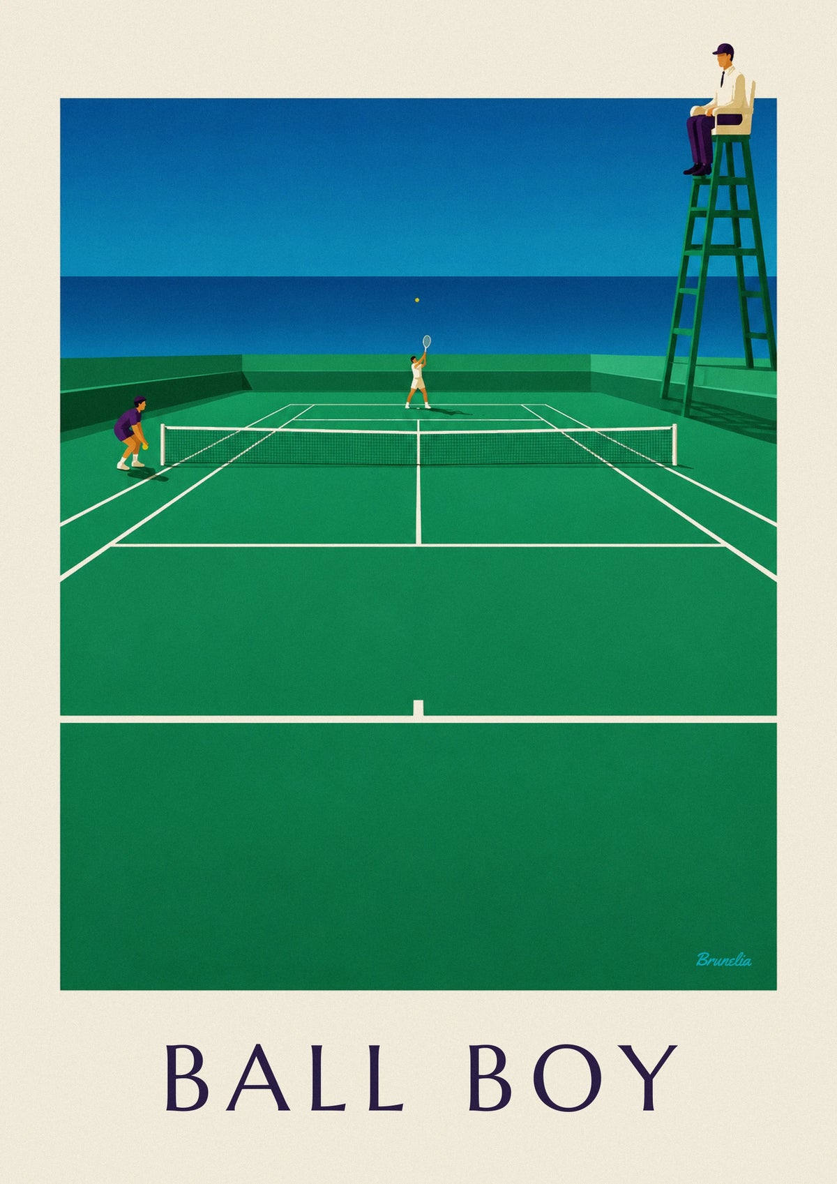 Poster de apanha-bolas num court de ténis