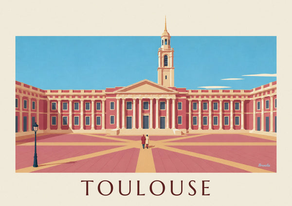 Affiche place du Capitole à Toulouse sous un ciel bleu