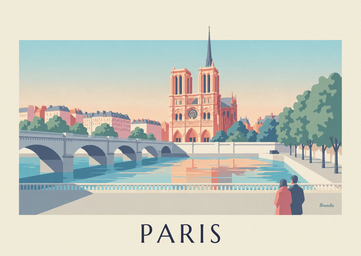 Affiche Notre-Dame de Paris depuis les quais de Seine