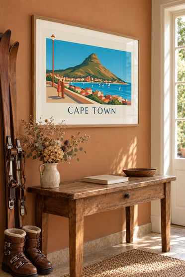 Affiche montagne de la Table vue de la baie du Cap : encadrée au mur