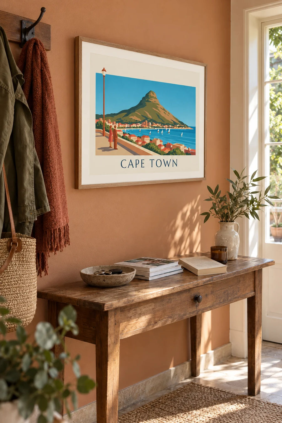 Affiche montagne de la Table vue de la baie du Cap : encadrée au mur