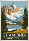Affiche Chamonix Mont-Blanc lac alpin Art Déco