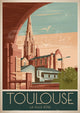 Affiche Ville rose architecture cathédrale Toulouse