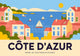Affiche Côte d'Azur avec maisons colorées et voiliers