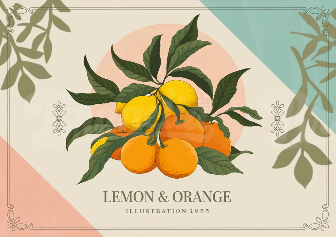 Affiche citron et orange vintage