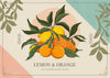 Affiche illustration agrumes jaunes et oranges années 1930