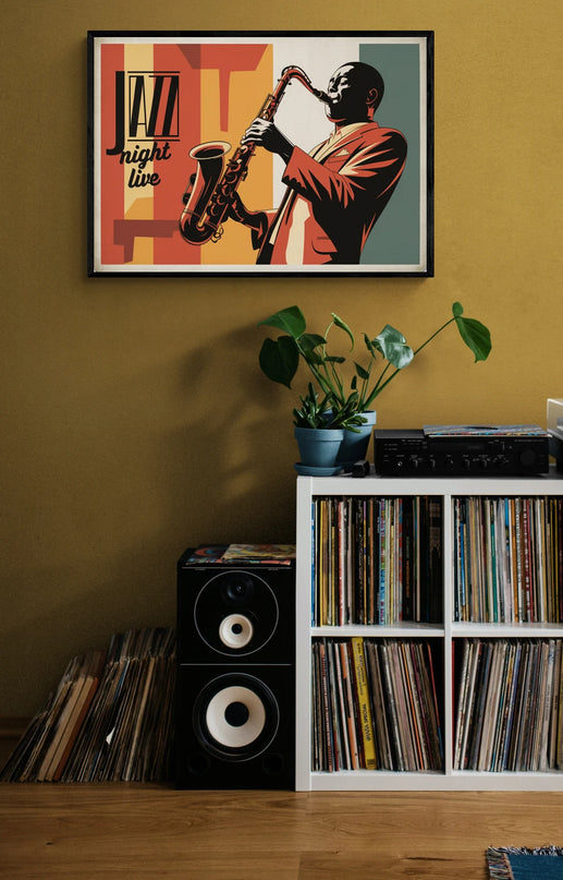 Affiche vintage saxophone jazz