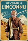 Affiche L'Inconnu aventurier désert style rétro