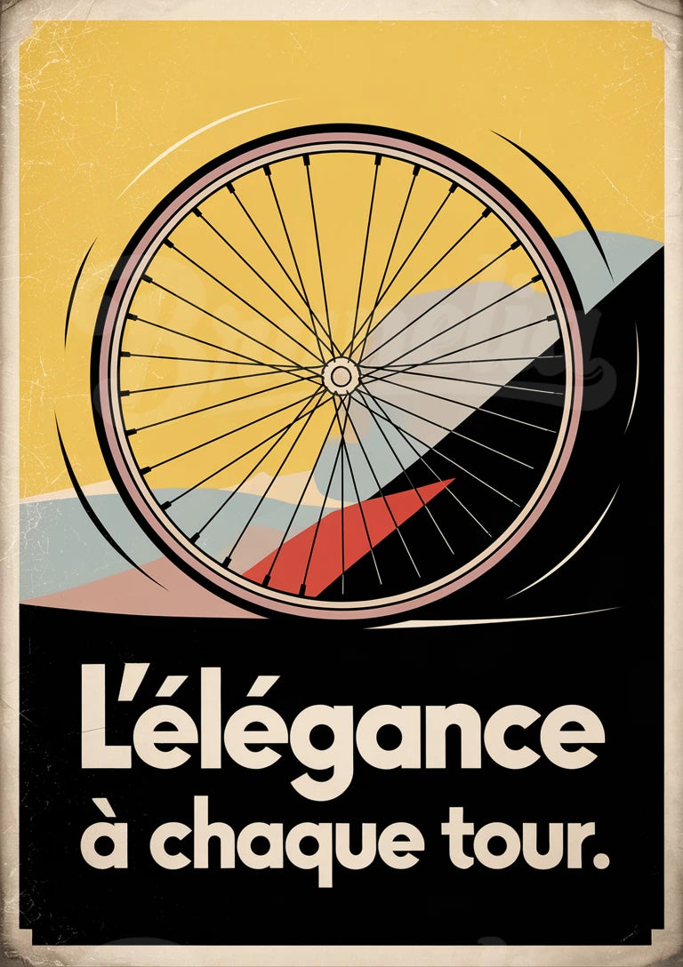Affiche rétro L'élégance à chaque tour roue vélo