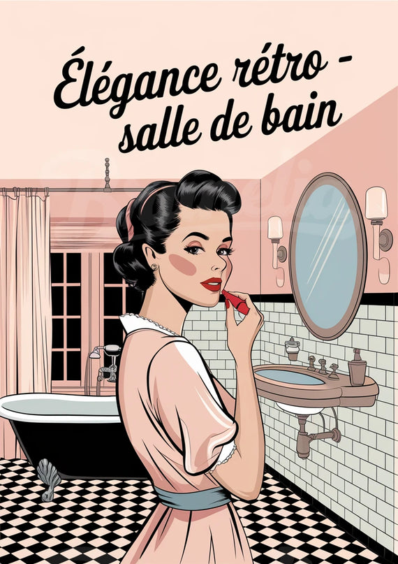 affiche salle de bain style annĂ©es 50
